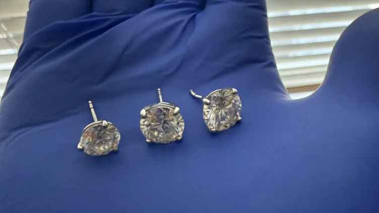 Diamond earrings swallowed by thief, recovered by US police