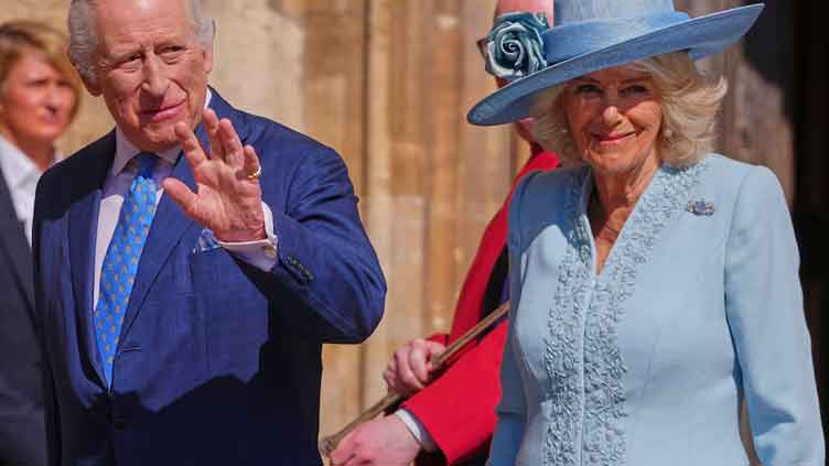 King Charles and Queen Camilla greet crowds after Easter service